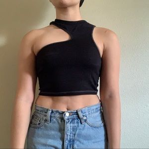 Asymmetrical Black Tank Top